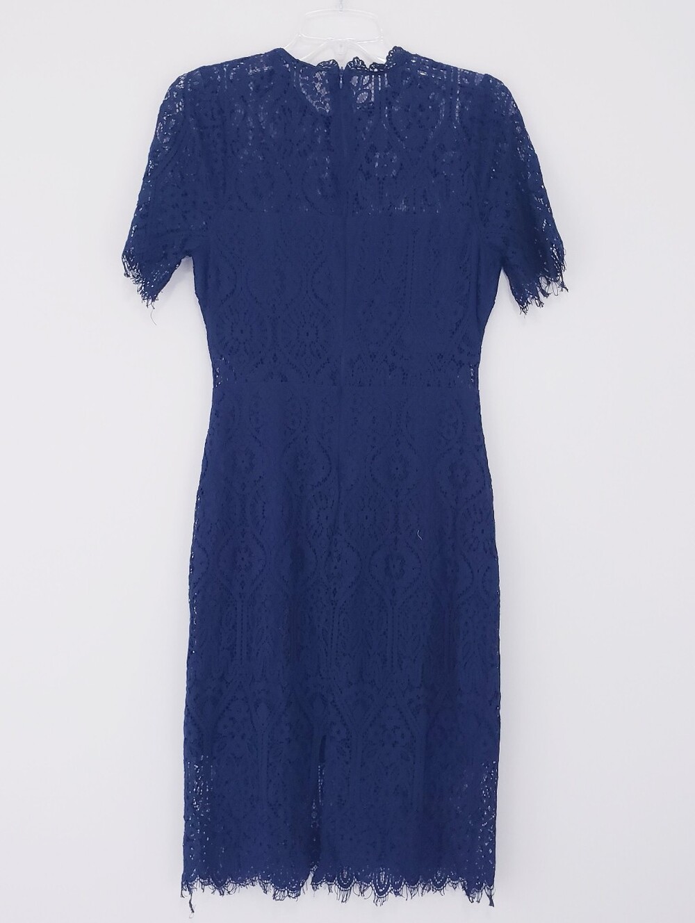 Lulus Remarkable Navy Blue Sheer Lace Short Sleeve Mini Dress Size Large Pencil - Picture 6 of 9